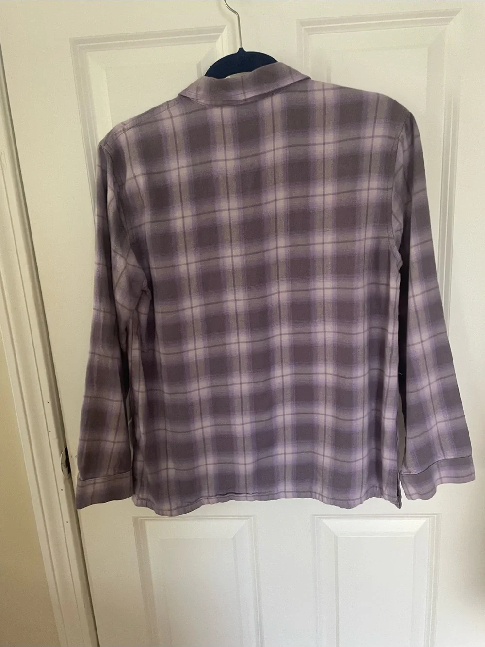 Eddie Bauer Lavender Plaid Button-Up Shirt and shorts pajamas